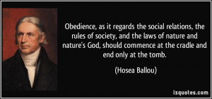 Obedience, as it regards the social relations, the rules of society ...