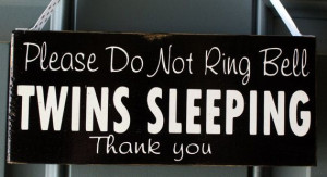 Do Not Disturb Twins Sleeping door hanger - custom wood sign - Do Not ...