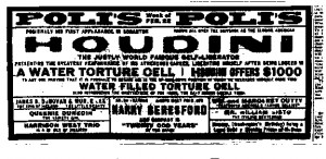 Harry Houdini's Appearances and magic tricks in the Scranton Wilkes ...