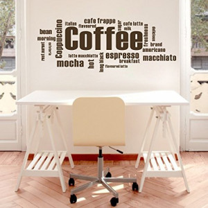 ... Removable Vinyl Wall Decal Coffee Wall Quote Kitchen Wall Sign Wall