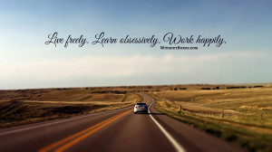 Wallpaper of car driving into the distance with the quote Live Freely ...