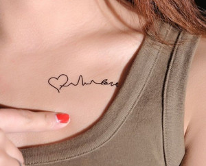 Heartbeat Collar Bone Tattoos