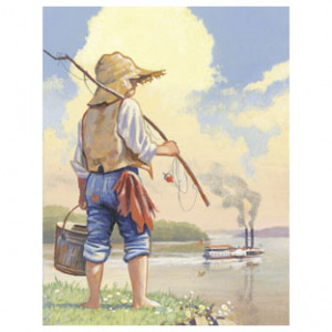 It's that rascal, Huckleberry Finn.Off on another adventure.