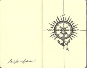 Ship wheel-compass and anchor by http://reneelouiseanderson.tumblr.com