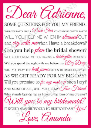 ... Printable Will You Be My Bridesmaid or Maid of Honor Card Digital File