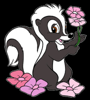 Cartoon Female Skunk | Flower, the skunk, holding pink blossoms ...