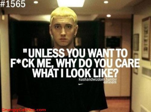 Why Do You Care How I Look? Funny Eminem Quote Picture
