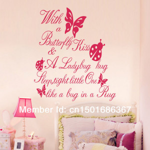 ... Butterfly Kiss Vinyl Wall Art Quote Sticker for kids girl room decor