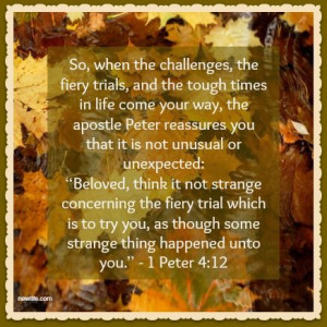 , the fiery trials, and the tough times in life come your way ...