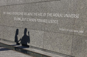 We shall overcome because the arc of the moral universe is long, but ...