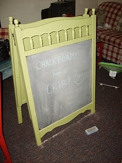 Red Kitchen turned the ends of an old crib into a chalkboard easel ...