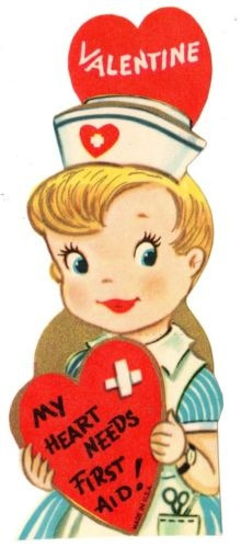 Vintage unused valentine card medical nurse rn /first aid nursing ...