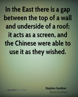 In the East there is a gap between the top of a wall and underside of ...