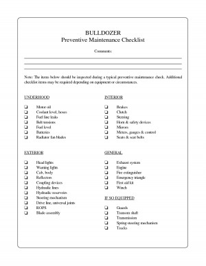 preventive maintenance checklist template pdf