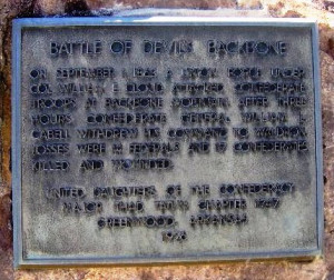 Monument at the site of the Battle of Devil's Backbone. It is at the ...
