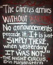 Sign by Ariss King/Quote from “Night Circus”