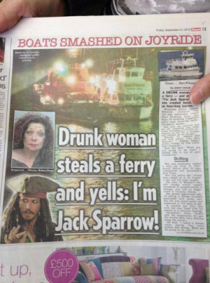 Drunk woman steals a ferry and yells : I’m Jack Sparrow