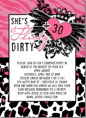 Flirty, Dirty, & 30! A rockin 30th birthday bash invite!