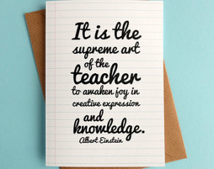 Teacher Thank You Einstein Quote Ty pographic Teacher Card ...