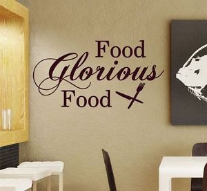 FOOD GLORIOUS FOOD | Wall art kitchen sticker quote | chef, gift ...