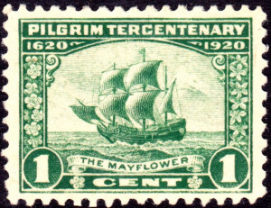 ... from 1920 featuring the Mayflower. U.S. Post Office. Public domain