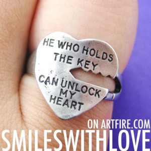 Love Quote Key Ring Silver - He Who Holds The Key Can Unlock My Heart