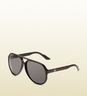 Aviator Sunglasses with G Detail and Signature Web On Temple in Black ...