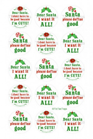 Christmas Santa Sayings Bottle Cap Digital Set 1 Inch Circle Stickers