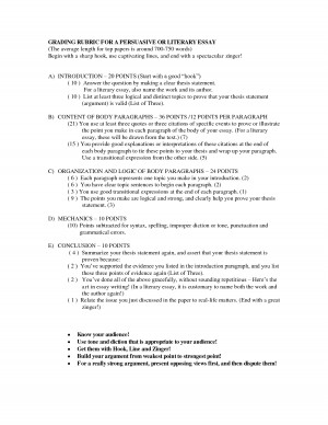 GRADING RUBRIC FOR STANDARD 5-PARAGRAPH ESSAY