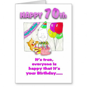 Funny Birthday card with cake_70th