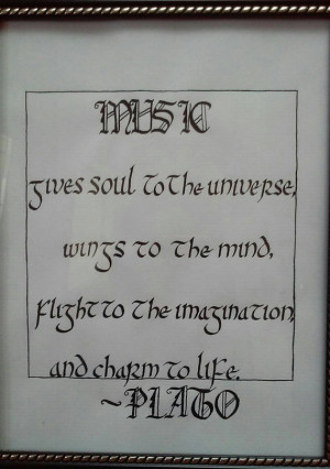 Plato Music Quote Calligraphy Print