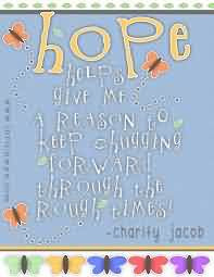 Best charity Quote ~Hope give me reason to keep …