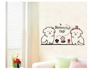 cute-dog-animal-kids-wall-decals-quotes-princess-love-retro-art ...