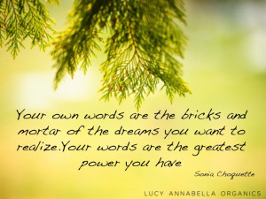 Your own words are the bricks and mortar of the dreams you want to ...