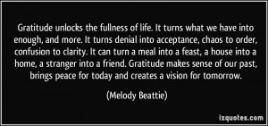 ... peace for today and creates a vision for tomorrow. - Melody Beattie