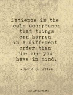 Patience is the calm acceptance that things can happen in a different ...