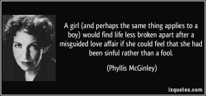 ... misguided love affair if she could feel that she had been sinful
