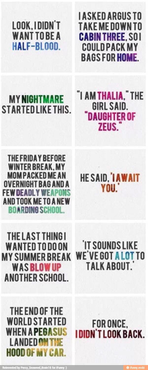 First and last sentences of the Percy Jackson and the Olympians series ...