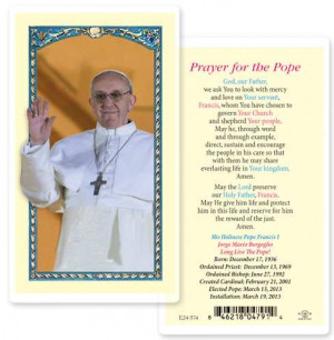 Pope Francis Prayer Cards Plastic Laminated