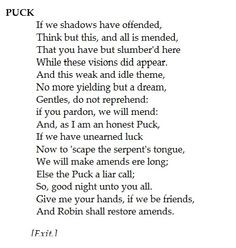 Puck, Midsummer Night's Dream Shakespeare More