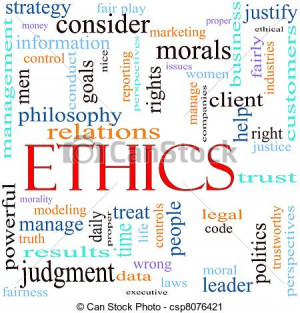 An illustration around the word Ethics with lots of different terms ...