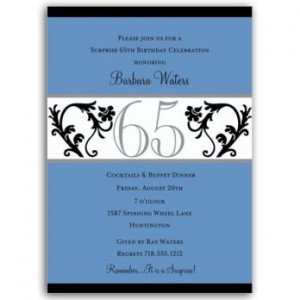 Elegant Vine Blue 65th Birthday Milestone Invitations