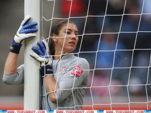 Hope Solo With Goal Post Photo