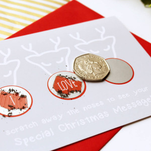 ... RETRO STATIONERY > REINDEER 'I LOVE YOU' SCRATCH OFF CHRISTMAS CARD
