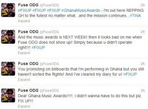 UK-based Ghanaian singer/rapper, Fuse G seems unhappy with some ...