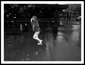 Running In The Rain Woman running in rain ·