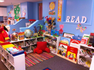 , Kindergarten Libraries, Blue Wall, Kindergarten Classroom Library ...
