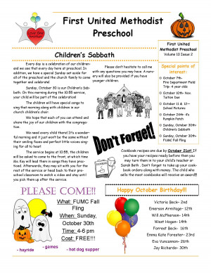 Daycare Newsletter Sandles