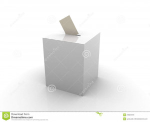 Ballot box on white - 3d render illustration.