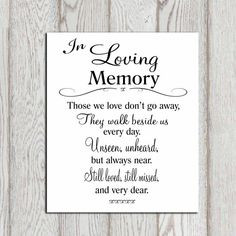 In loving memory printable Memorial table Wedding by DorindaArt, $5.00 ...